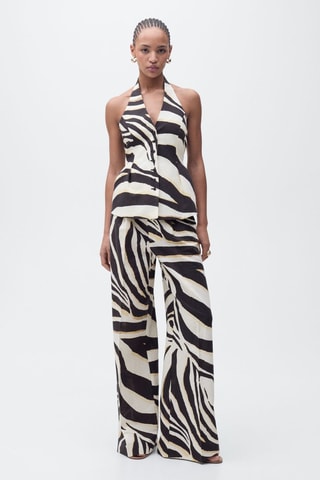 Gilet emmanchures américaines lin zèbre - Beige