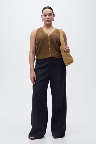 Gilet maille épaisse boutons - Marron