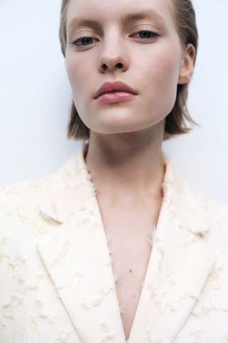 Gilet texturé ceinture - Ecru