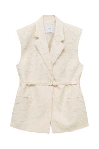 Gilet texturé ceinture - Ecru