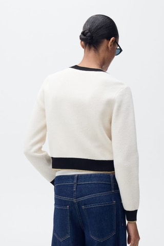 Cardigan en maille à double bordure - Ecru