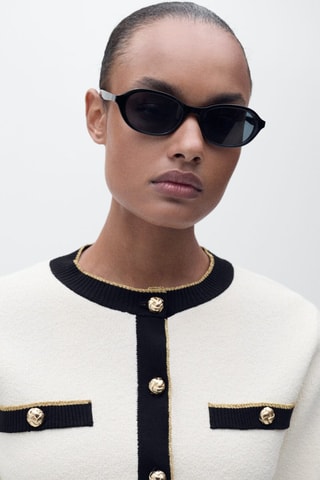 Cardigan en maille à double bordure - Ecru