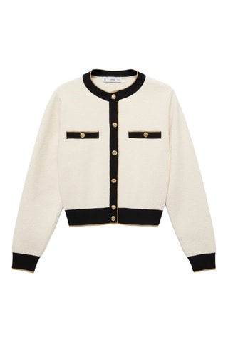 Cardigan en maille à double bordure - Ecru