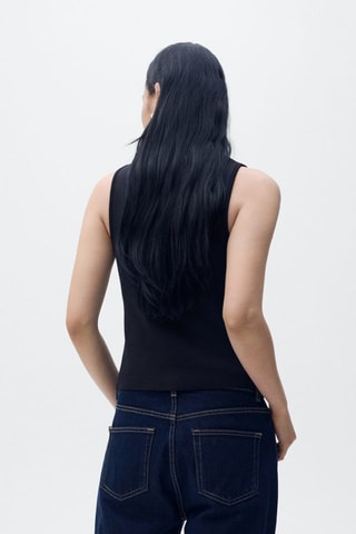 Gilet maille boutons bijoux - Bleu marine