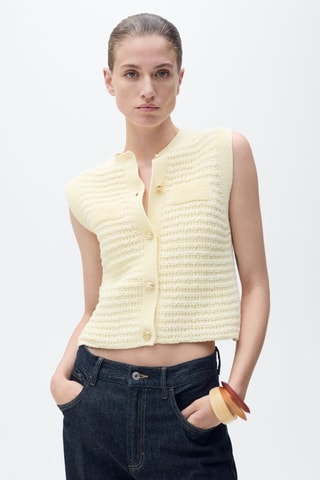 Cardigan maille boutons bijoux - Jaune