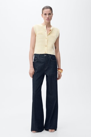 Cardigan maille boutons bijoux - Jaune