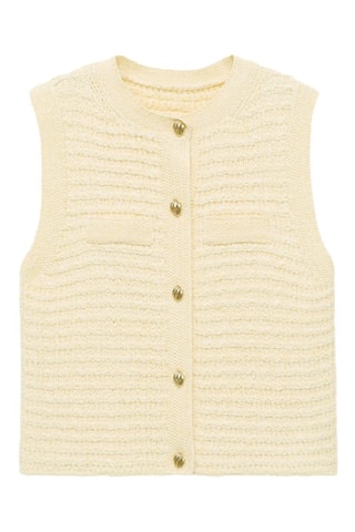 Cardigan maille boutons bijoux - Jaune