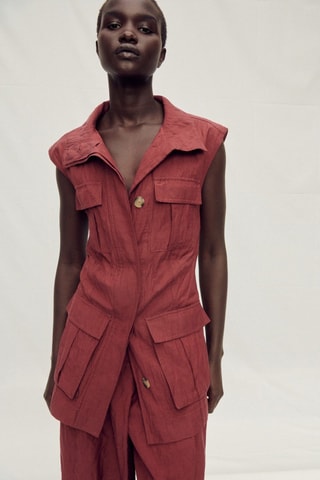 Gilet de costume effet froissé avec poches - Bordeaux