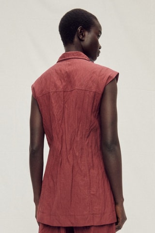 Gilet de costume effet froissé avec poches - Bordeaux