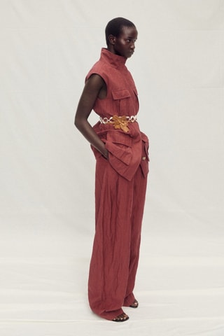 Gilet de costume effet froissé avec poches - Bordeaux