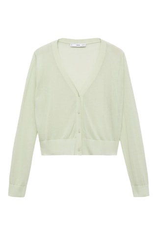 Cardigan crop maille semi-transparent - Vert d'eau