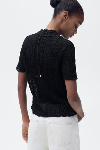 Cardigan texture col polo - Noir
