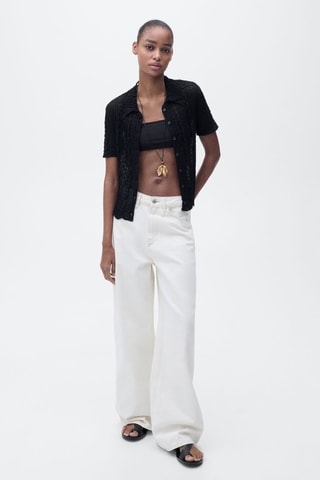 Cardigan texture col polo - Noir