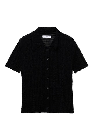 Cardigan texture col polo - Noir