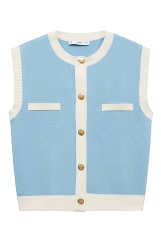 Gilet maille liserés contrastants - Turquoise