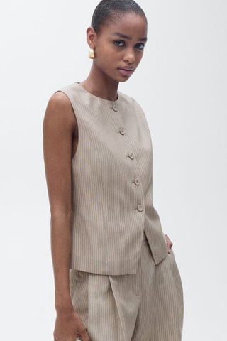 Gilet de costume lyocell à rayures - Marron