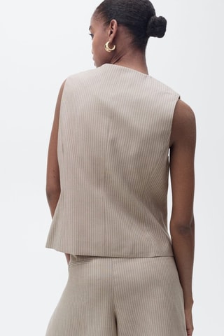 Gilet de costume lyocell à rayures - Marron