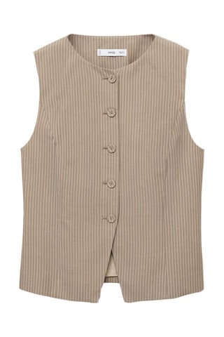 Gilet de costume lyocell à rayures - Marron