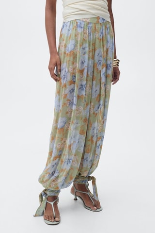 Pantalon ballon imprimé à fleurs - Vert menthe