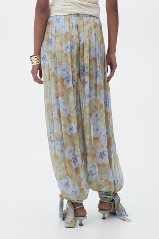 Pantalon ballon imprimé à fleurs - Vert menthe