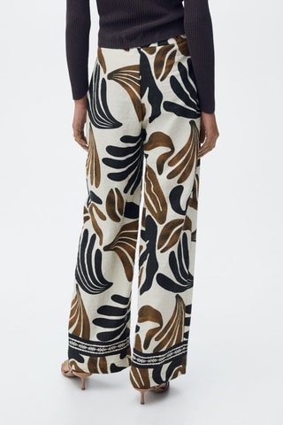 Pantalon wideleg imprimé abstrait - Ecru