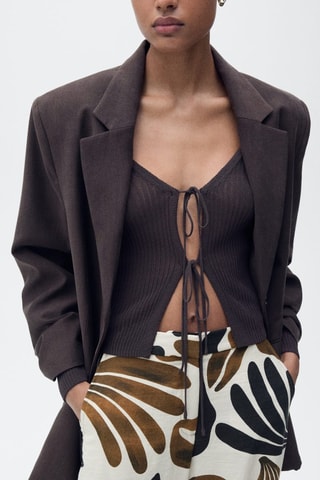 Pantalon wideleg imprimé abstrait - Ecru