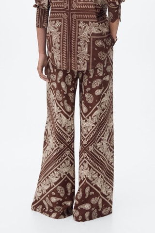 Pantalon large imprimé cachemire - Marron