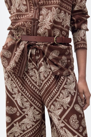 Pantalon large imprimé cachemire - Marron