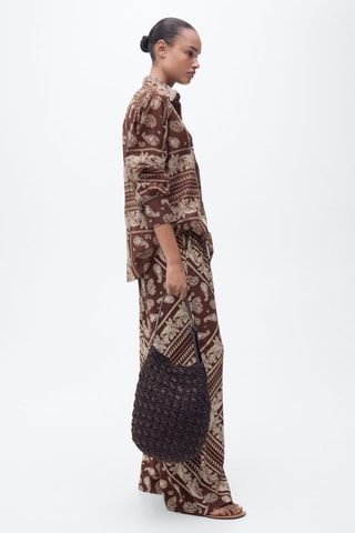 Pantalon large imprimé cachemire - Marron