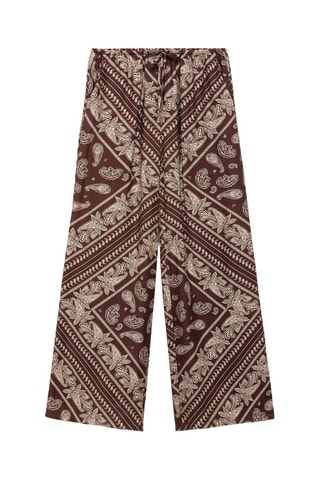 Pantalon large imprimé cachemire - Marron