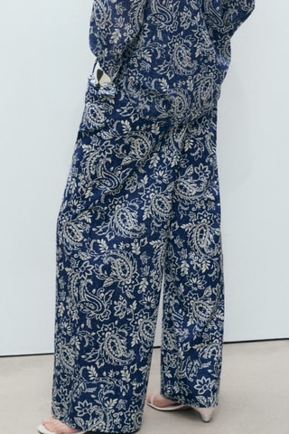 Pantalon imprimé coton - Bleu