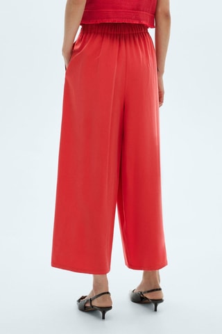 Pantalon wideleg plissé - Rouge