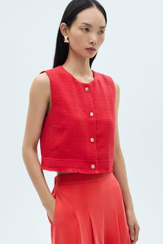 Pantalon wideleg plissé - Rouge