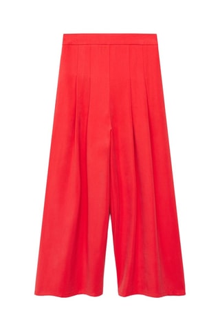 Pantalon wideleg plissé - Rouge