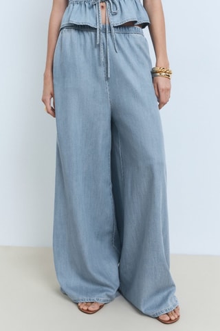 Pantalon palazzo lyocell - Bleu clair