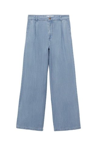 Pantalon wideleg lyocell à pinces - Bleu clair