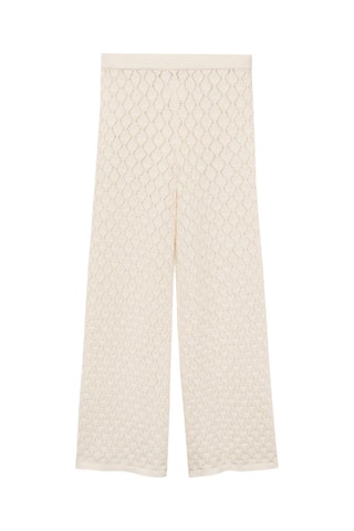 Pantalon droit maille côtelée - Ecru