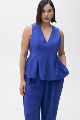 Pantalon costume wideleg à pinces - Bleu