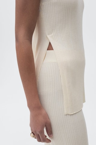 Pantalon flare maille côtelée - Ecru