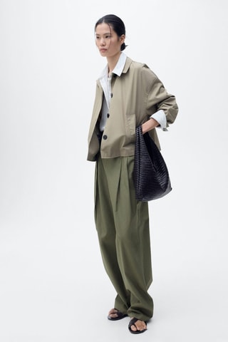 Pantalon wideleg ceinture - Kaki