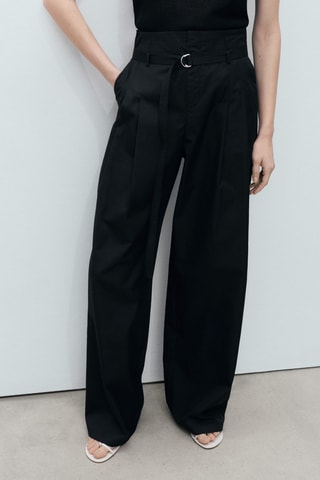 Pantalon wideleg ceinture - Noir