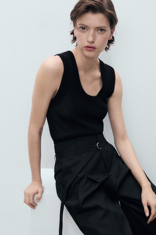 Pantalon wideleg ceinture - Noir