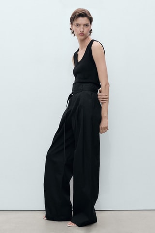 Pantalon wideleg ceinture - Noir