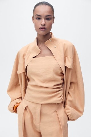 Pantalon Lyocell droit à pinces - Nude