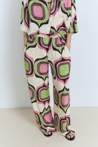 Pantalon imprimé géométrique - Ecru