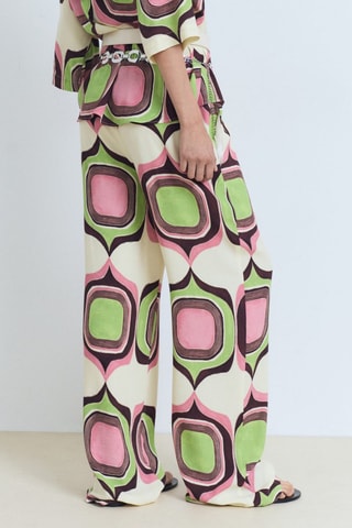 Pantalon imprimé géométrique - Ecru