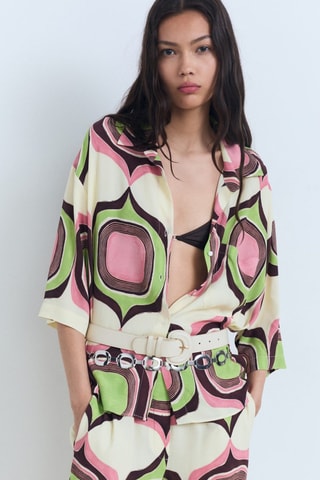 Pantalon imprimé géométrique - Ecru