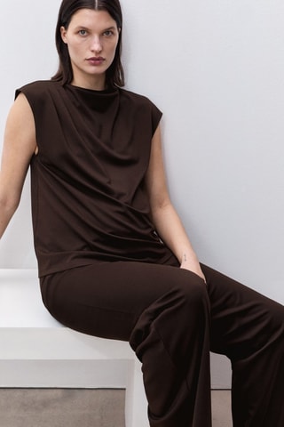 Pantalon wide leg prémaman - Chocolat