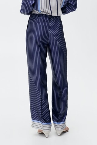 Pantalon droit rayures combinées - Bleu