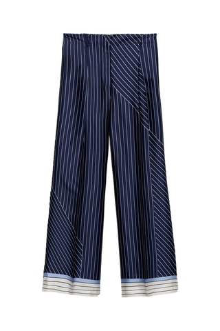 Pantalon droit rayures combinées - Bleu